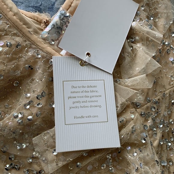 Mac Duggal Sequin Ruffle Asymmetric
Neck Tulle Gown/with Flutter Cap Sleeves - Picture 6 of 14